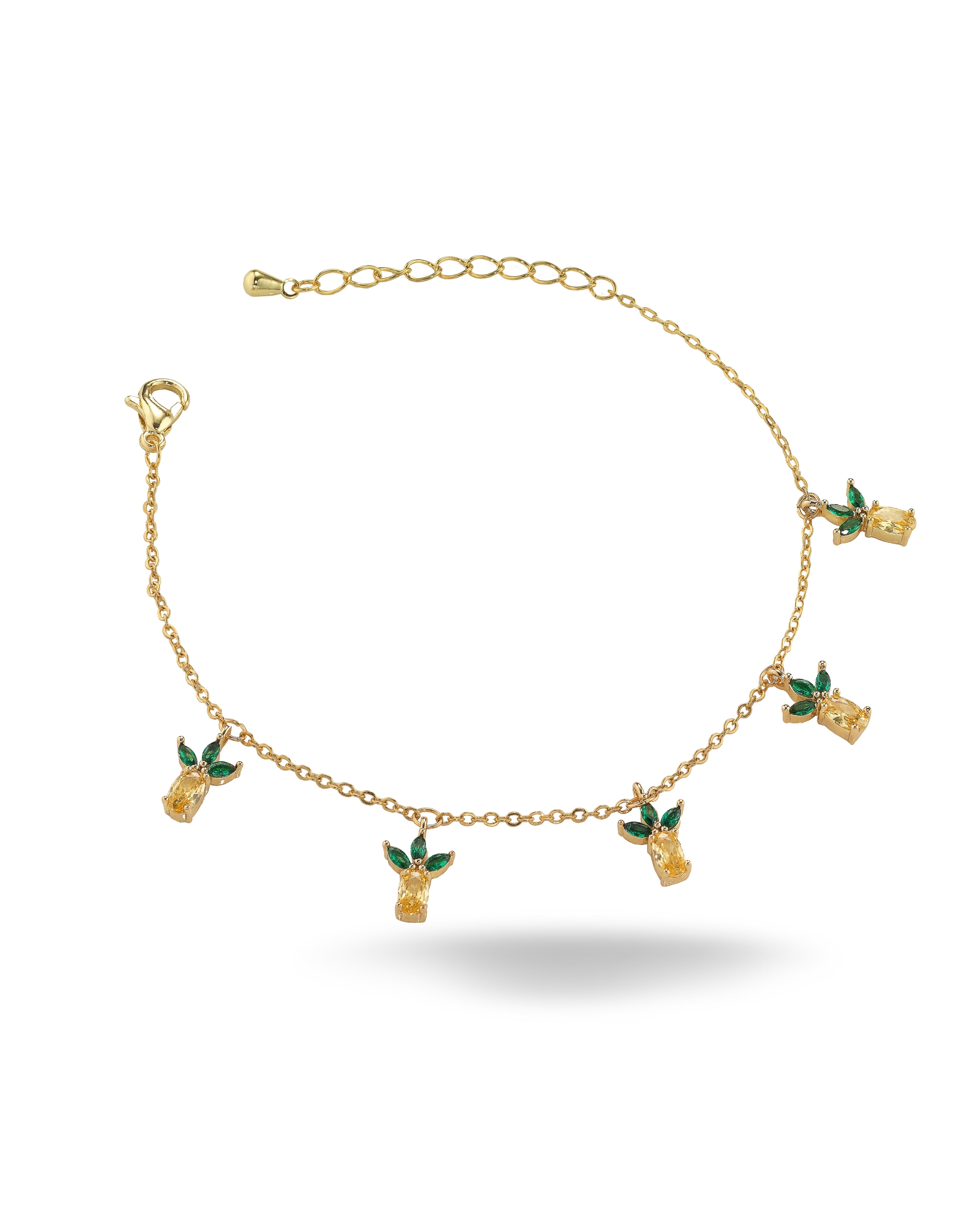 Cavigliera con charms a forma di Ananas placcata in Oro 18 carati – gioielli Fruits & Jewels