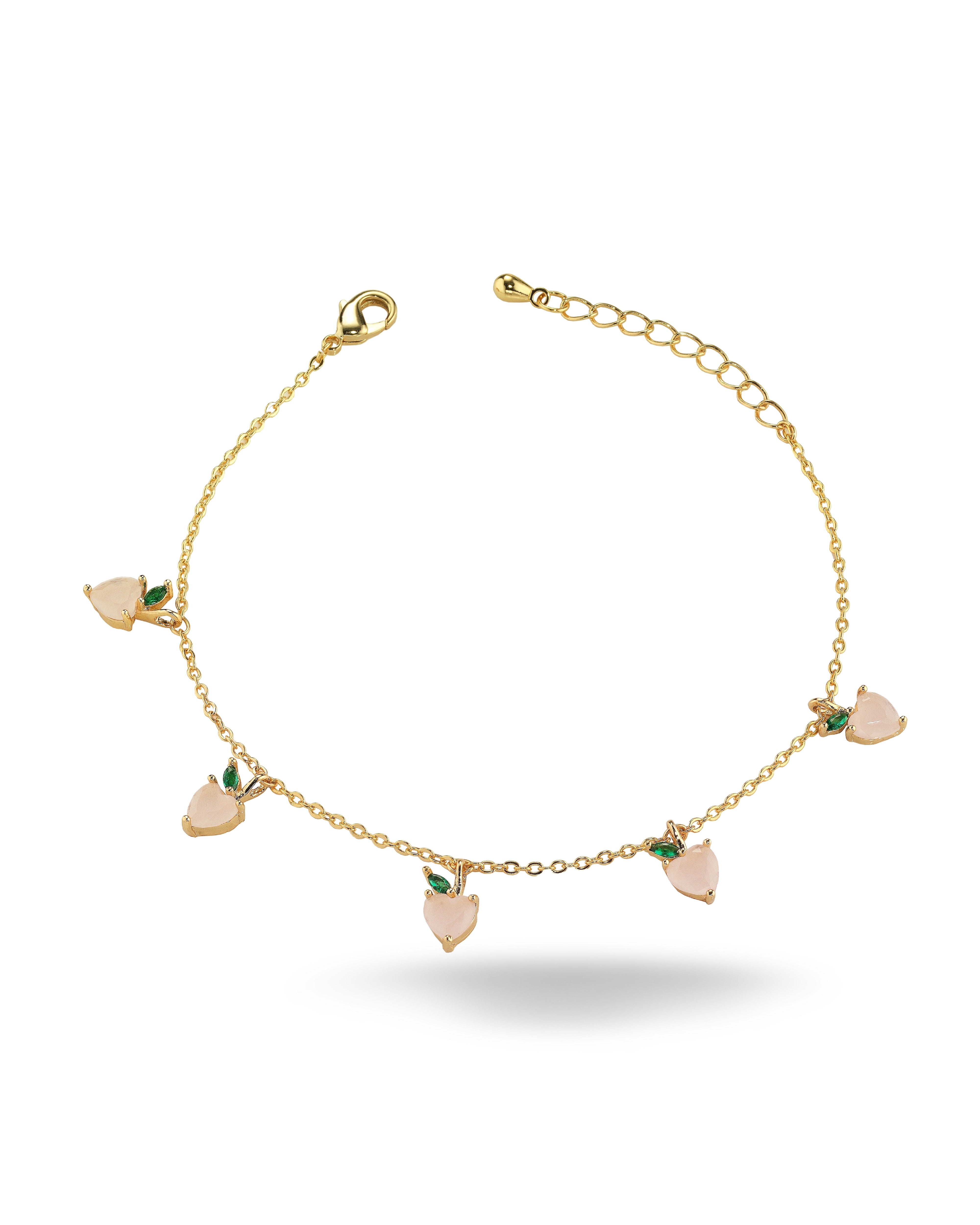 Cavigliera con charms a forma di Pesca placcata in Oro 18 carati – gioielli Fruits & Jewels