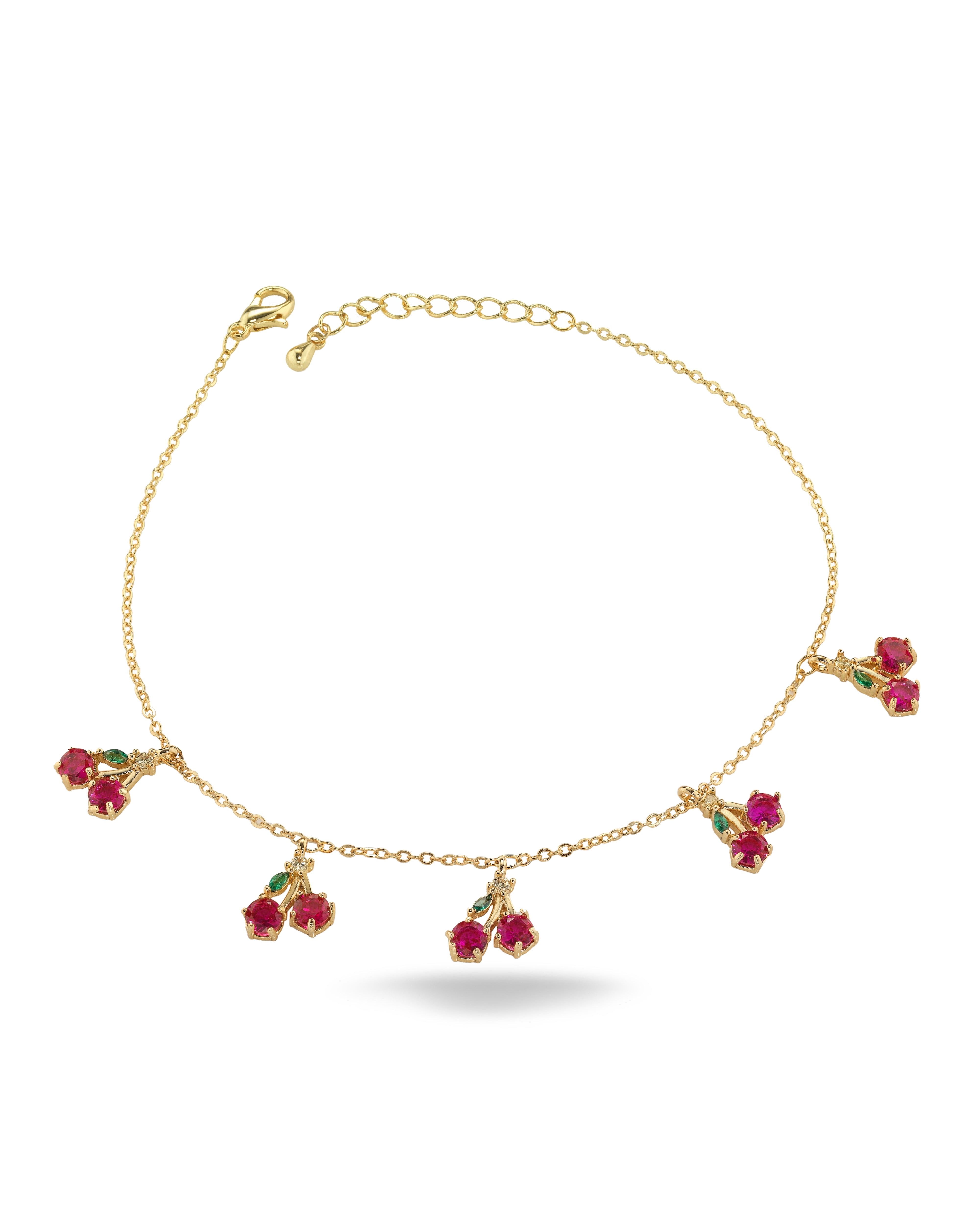 Cavigliera con charms a forma di Ciliegia placcata in Oro 18 carati – gioielli Fruits & Jewels