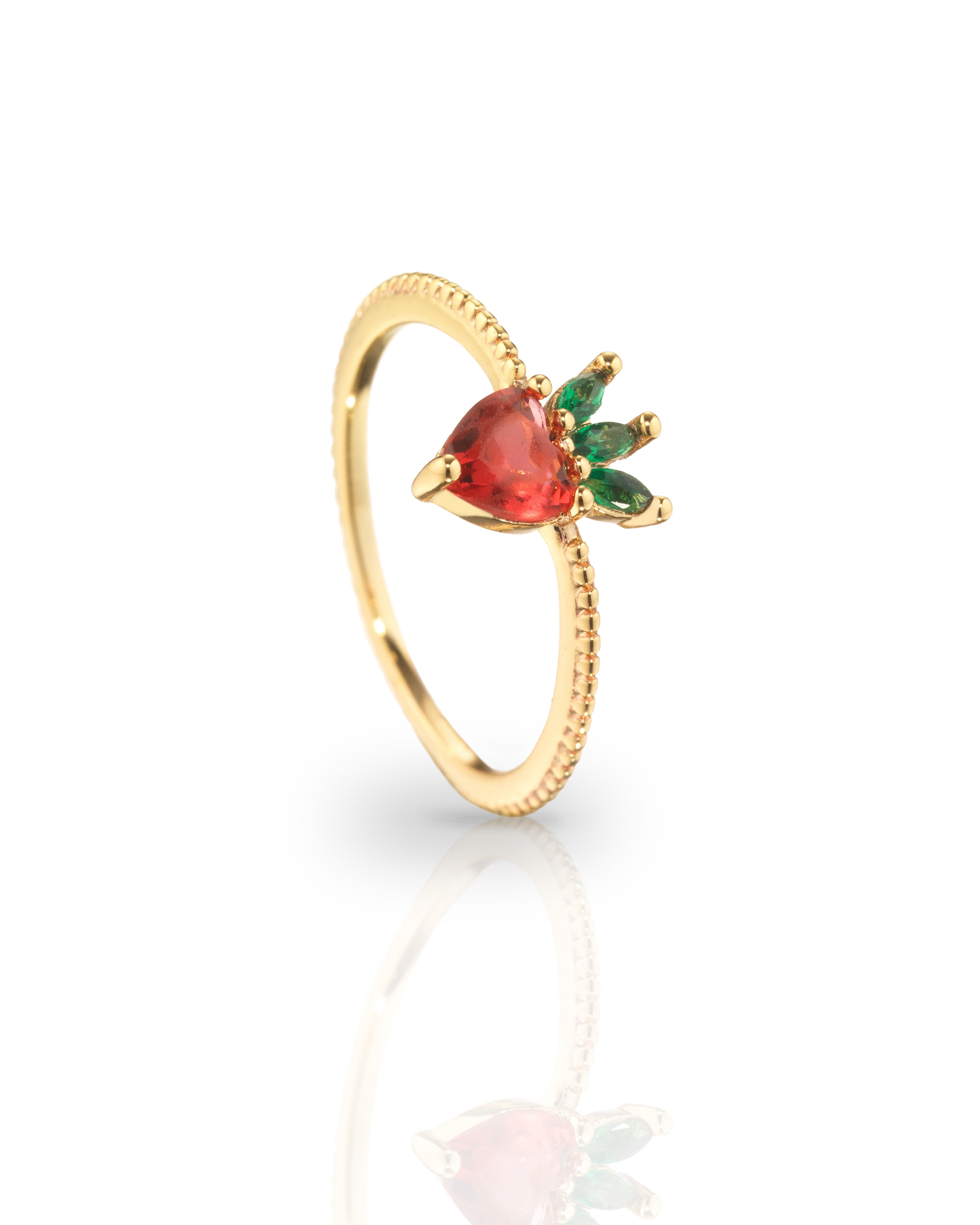 Anello con Fragola placcato in Oro 18 carati – gioielli Fruits & Jewels