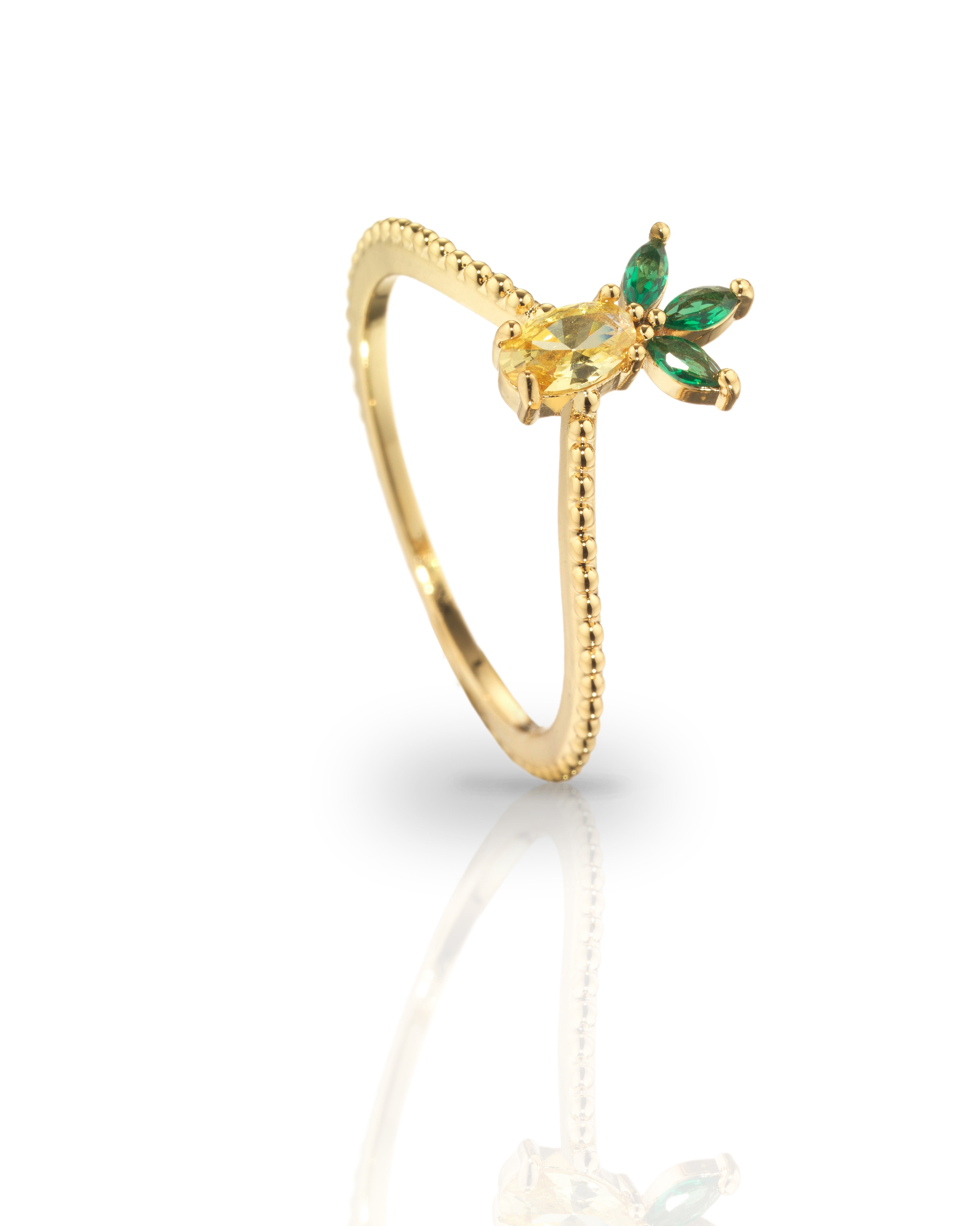 Anello con Ananas placcato in Oro 18 carati – gioielli Fruits & Jewels