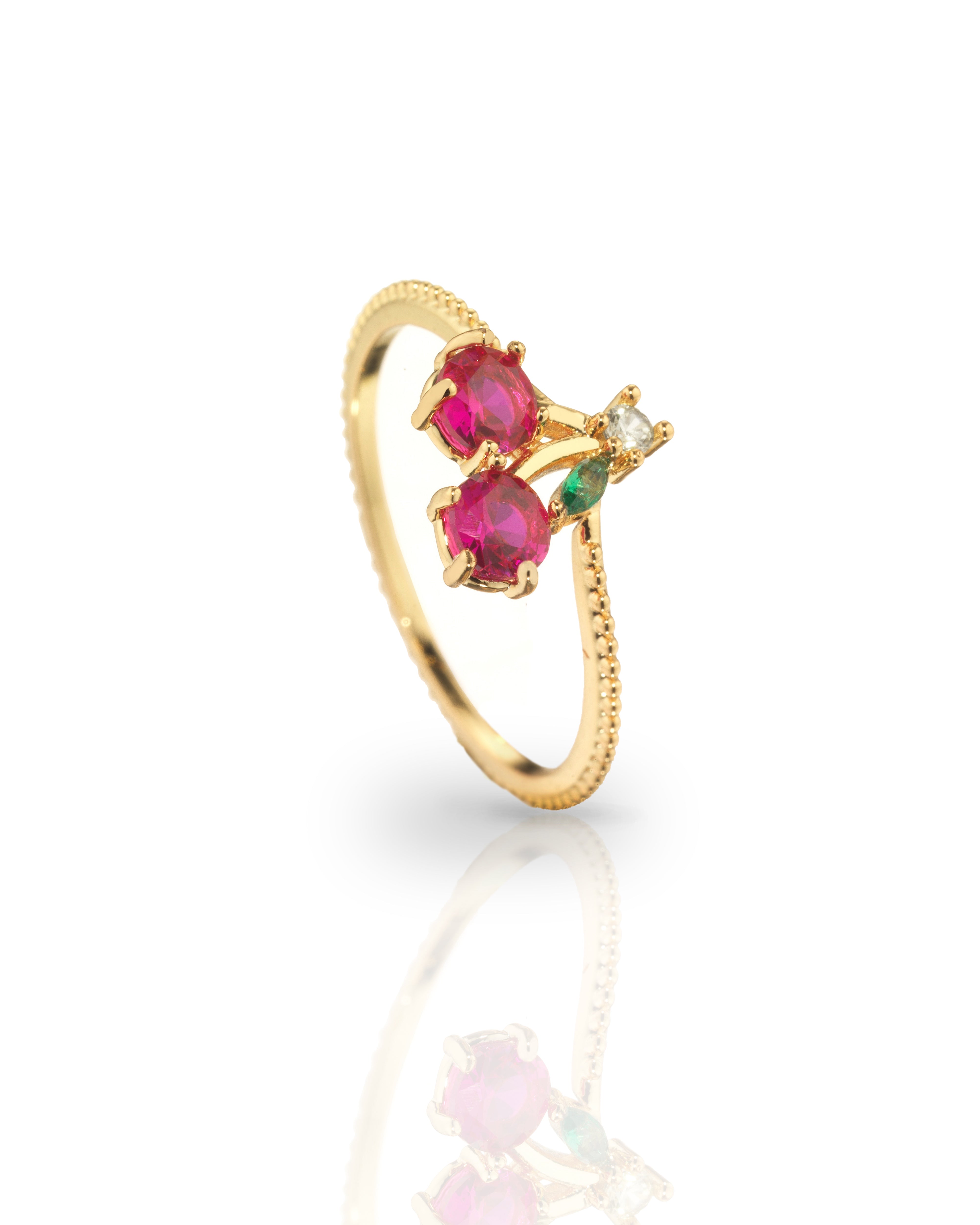 Anello con Ciliegia placcato in Oro 18 carati – gioielli Fruits & Jewels