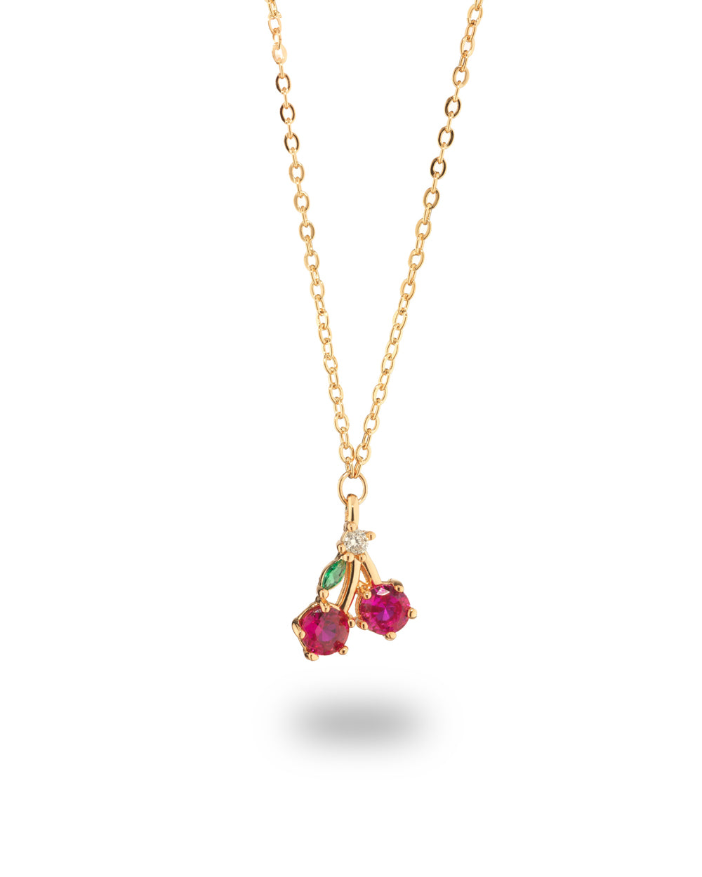 Collana pendente con ciondolo a forma di ciliegia placcata in oro 18 carati – gioielli Fruits & Jewels