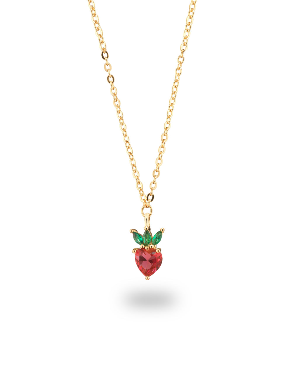 Collana pendente con ciondolo a forma di fragola placcata in oro 18 carati – gioielli Fruits & Jewels