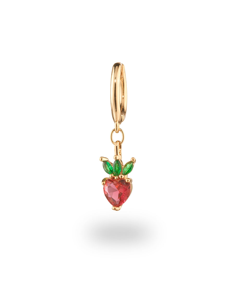 Orecchino pendente con charm a forma di fragola placcato in oro 18 carati – gioielli Fruits & Jewels