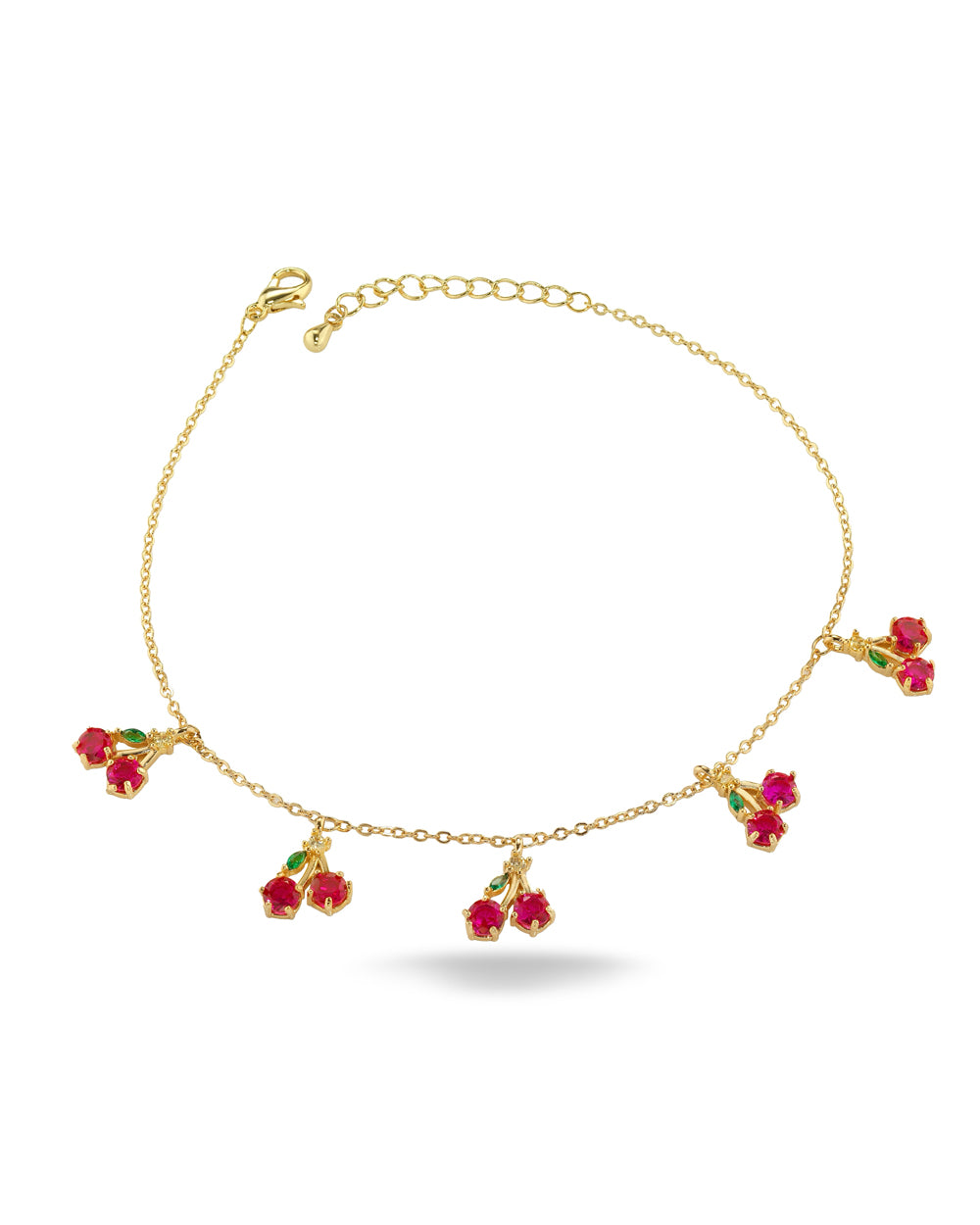 Bracciale con charms a forma di ciliegia placcato in oro 18 carati – gioielli Fruits & Jewels