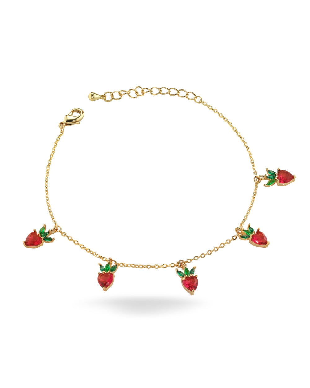 Bracciale con charms a forma di fragola placcato in oro 18 carati – gioielli Fruits & Jewels