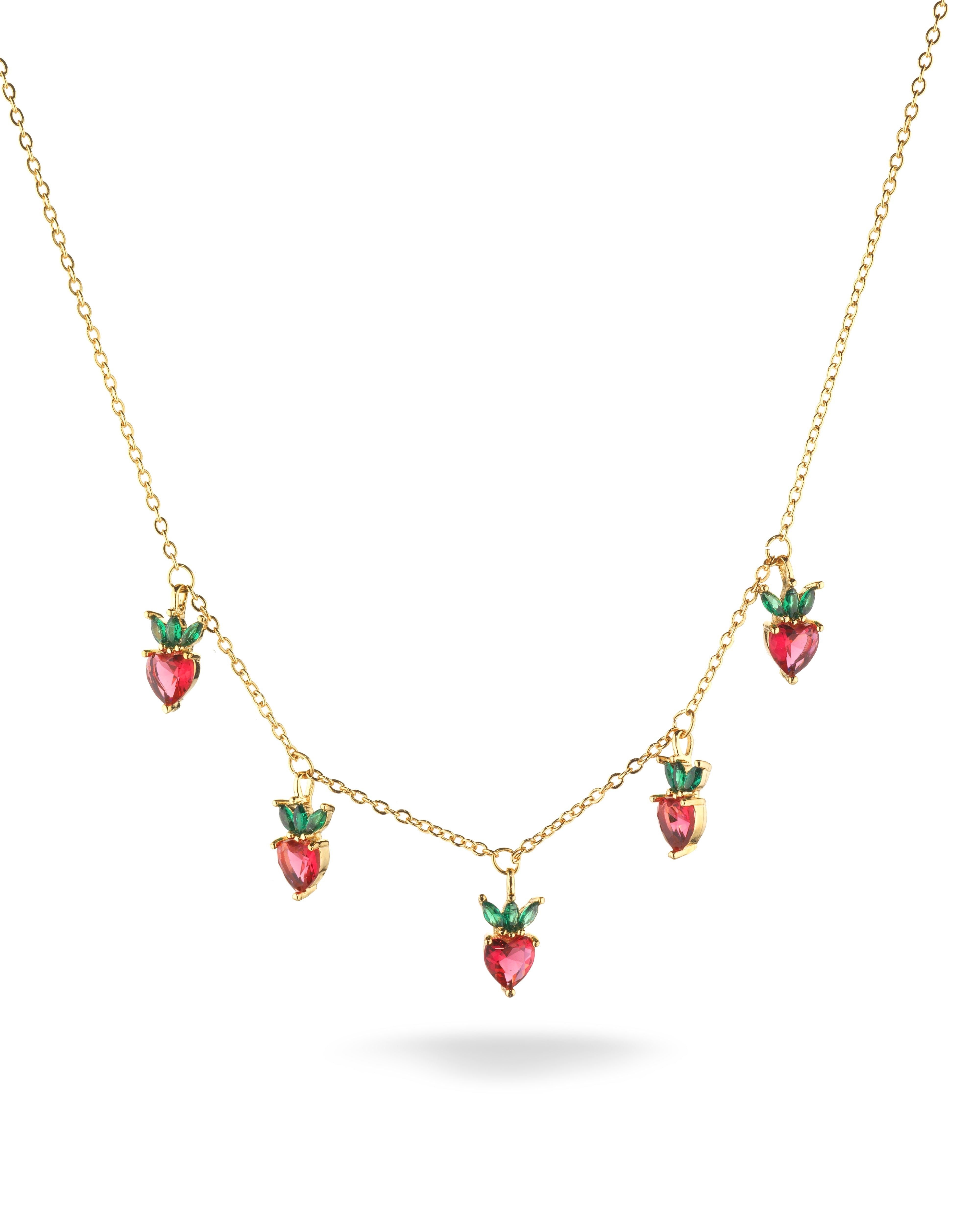 Vergoldete Erdbeer-Charm-Halskette