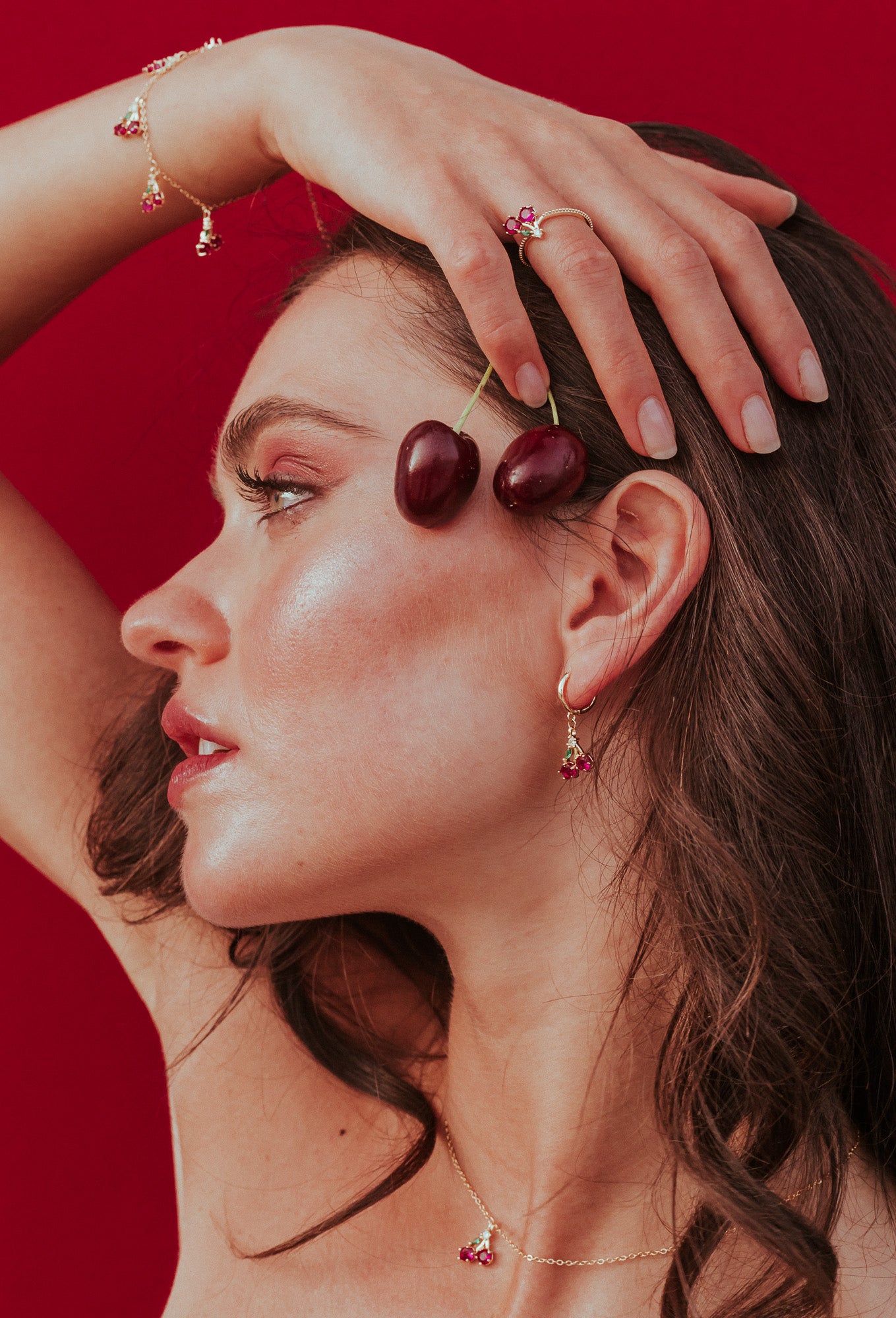 Cherry pendant earring