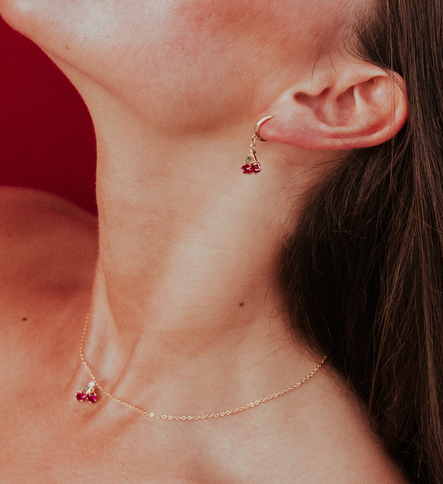 Cherry pendant earring